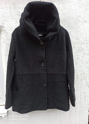 Темно-серое демисезонное пальто однобортное из валяной шерсти2 фото