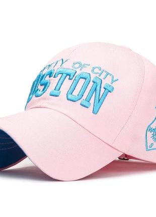 Кепка бейсболка boston с изогнутым козырьком розовая, унисекс wuke one size