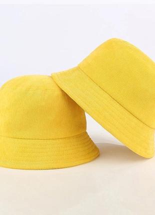 Панама вельвет желтая 2, унисекс