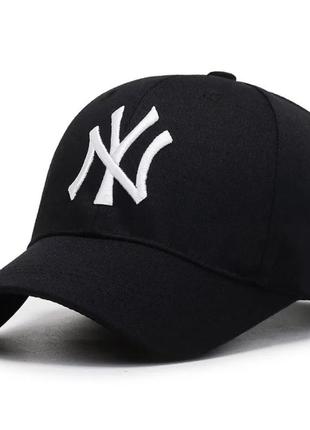 Кепка бейсболка ny (new york, yankees) с изогнутым козырьком черный логотип, унисекс new era one size3 фото