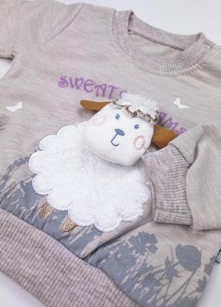 Костюм для девочки овечка, костюм на девочку овечка, комплект для девочки серый, комплект на девочку серый2 фото