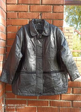 Шкіряна куртка на синтепоні великий розмір 56-58
