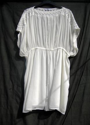 Красивейшее нежное белое шифоновое платье mango с кружевом