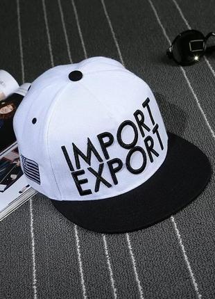 Кепка снепбек import export (импорт-экспорт) с прямым козырьком белая 2, унисекс wuke one size