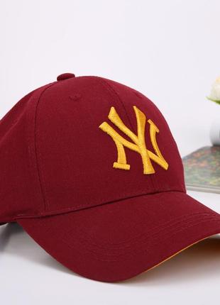 Кепка бейсболка ny (нью-йорк) с изогнутым козырьком бордовая, унисекс wuke one size