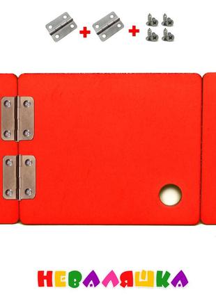 Заготовка для бизиборда красная дверка 12 см + петли + саморезы, деревянная дверца дверь для бизикуба1 фото