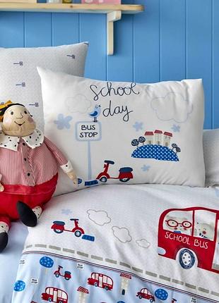 Постельное белье для младенцев ранфорс karaca home - school bus mavi