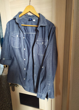 Мужская рубашка с длинным рукавом джинсовая брендовая4 фото