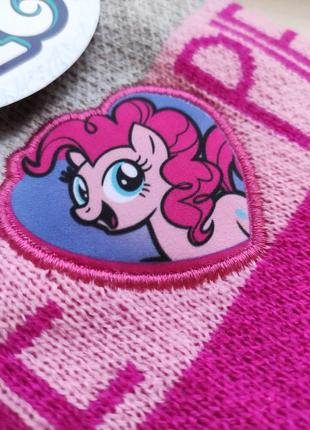 Шапка вязанная с флисом подкладкой розовая пони2 фото