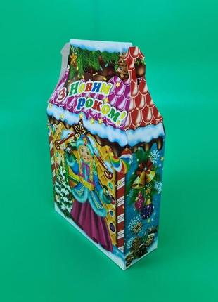 Новорічна упаковка коробка для цукерок подарунків (600гр) казковий будиночок (25 шт)