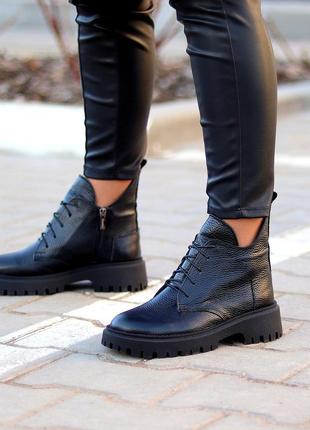 Модельные кожаные женские милитари ботинки гриндерсы натуральная кожа3 фото