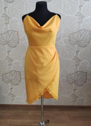 Шикарное новое желтое платье сарафан с отрытой спиной laced in love3 фото