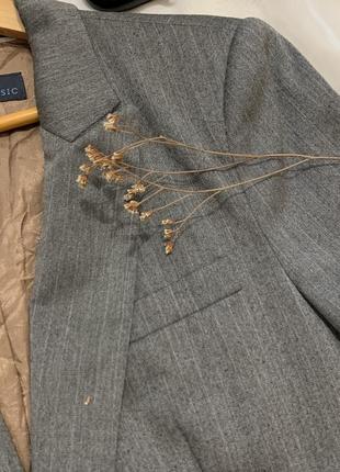 Двубортный пиджак zara зара жакет серый батал l xl xxl классический деловой в полоску5 фото
