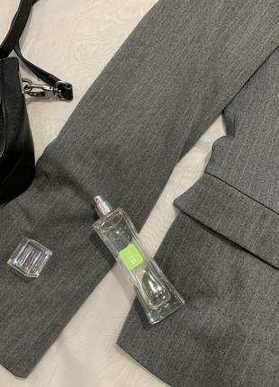 Двубортный пиджак zara зара жакет серый батал l xl xxl классический деловой в полоску6 фото