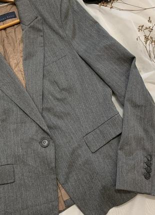 Двубортный пиджак zara зара жакет серый батал l xl xxl классический деловой в полоску2 фото
