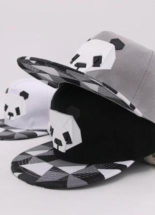 Кепка снепбек панда с прямым козырьком белая 2, унисекс wuke one size2 фото