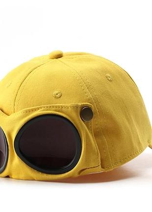 Кепка бейсболка hande made с маской солнцезащитные очки желтая, унисекс wuke one size