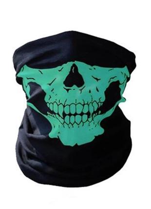 Бафф маска с рисунком черепа (челюсть) синяя, унисекс5 фото