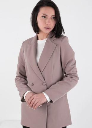 Стильний бежевий подовжений піджак, жакет модний хіт нюд