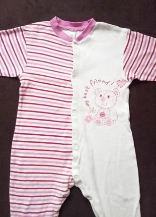 Домашний человечек baby club на девочку 80 см пижамка пижама слип для дома сна хлопок 9-12 мес м2 фото