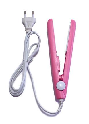 Парикмахерский мини-утюжок выпрямитель для волос розовый3 фото