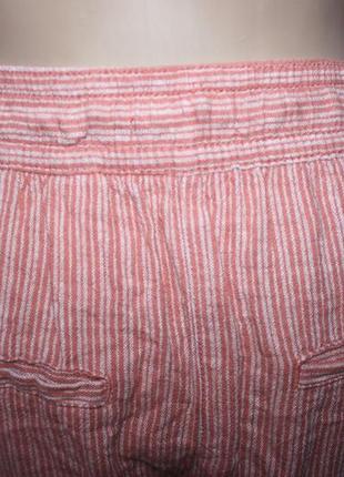 Стильные натуральные удобные штаны на резинке в полоску лён+вискоза6 фото
