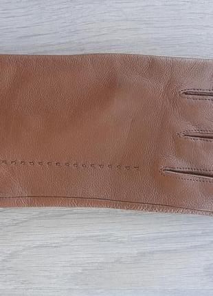 Женские демисезонные кожаные перчатки sanli (светло-коричневые)