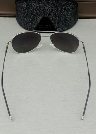 Gucci очки капли мужские солнцезащитные темно серый градиент в серебристом металле поляризированные5 фото