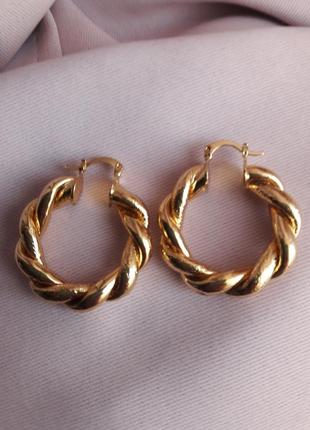 Серьги женские  сережки кульчики кольца винтаж под золото ретро1 фото