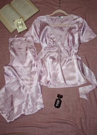 Шелковая пижама красивая пижама розового цвета