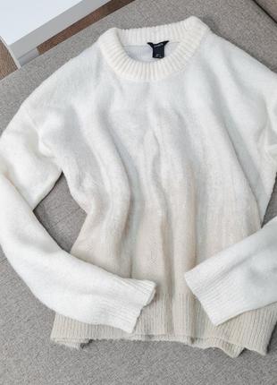 Свитшот женский, белый свитер, шерстяной свитер, вязаный свитшот2 фото