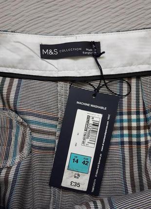 Бесподобные стрейчевые брюки принт клетка m&s4 фото