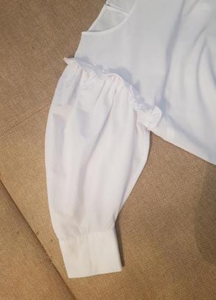 Красива біла блуза рукава пуфи3 фото
