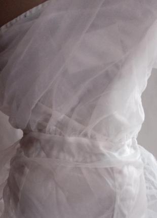 Платье на одно плечо шифон органза фотосессия свадебное весільна сукня вечірня рукав буф фонарик5 фото