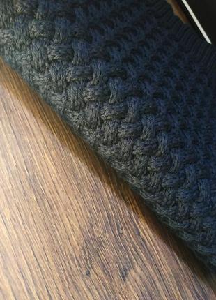 Шарф шерстяной премиум класс швейцария крупной вязки шаль большой широкий длинный теплый черный мужской hugo boss1 фото