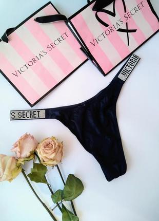 Трусики victoria's secret thong s m xs l трусы стринги с камнями сваровски