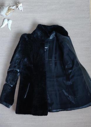 Меховая теплющая куртка на молнии мутон+нутрия на размер м7 фото