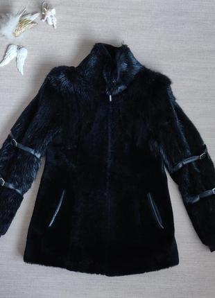 Меховая теплющая куртка на молнии мутон+нутрия на размер м3 фото