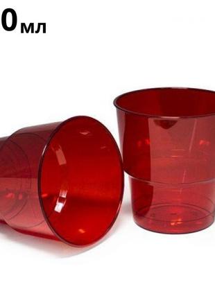 Одноразовый стакан стеклопластиковый красный, 200 мл, 25 шт/пач
