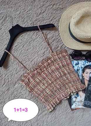 Красивый клетчатый топ бандо/майка/кофточка