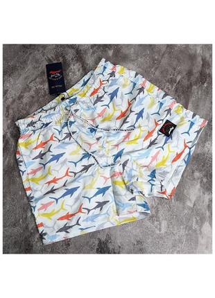 Плавки шорти пляжні з принтом paul shark туреччина / шорти для басейну моря плавальні паул шарк