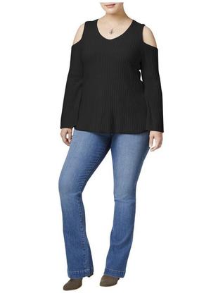 Светр із вирізами по плечах і v-декольте батал, 1x (54-56р)