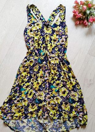 Цветочное трикотажное платье1 фото
