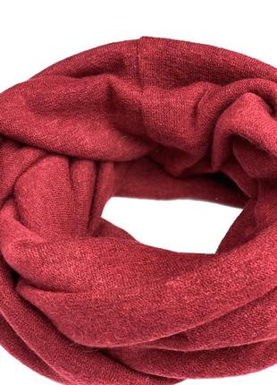 Снуд хомут женский теплый зимний  шерстяной шарф  бордовый2 фото