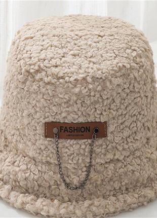 Хутряна панама / демісезонна панама / жіноча панама / чоловіча панама / з ланцюгом / бежева