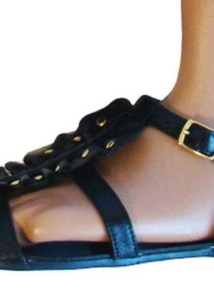 Босоножки женские кожаные черные tu (размер 37, uk4)7 фото