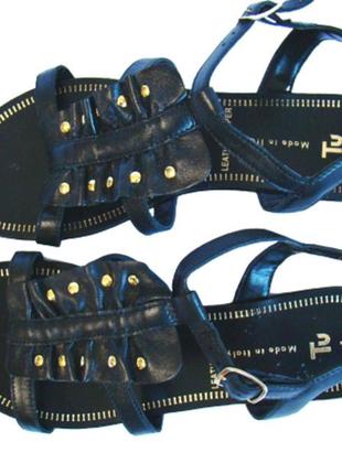 Босоножки женские кожаные черные tu (размер 37, uk4)8 фото