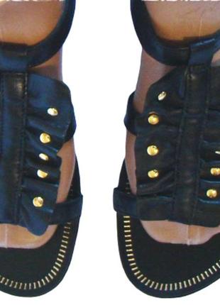 Босоножки женские кожаные черные tu (размер 37, uk4)9 фото