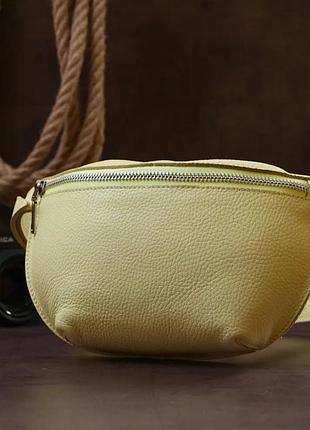 Сумка на пояс жіноча шкіряна лимонна