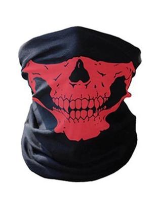 Бафф маска с рисунком черепа (челюсть) красная, унисекс1 фото